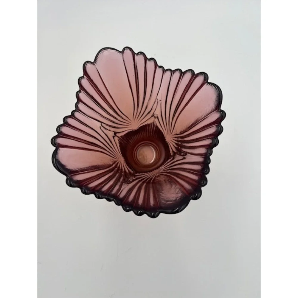 Vintage Fenton 1980 Art Glass Spun Drapery Vase Dusty Rose Art Deco 7.5 Inch